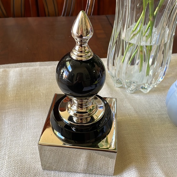 Art Deco silver color and black table shelf sculpture decor accent display - Picture 3 of 8